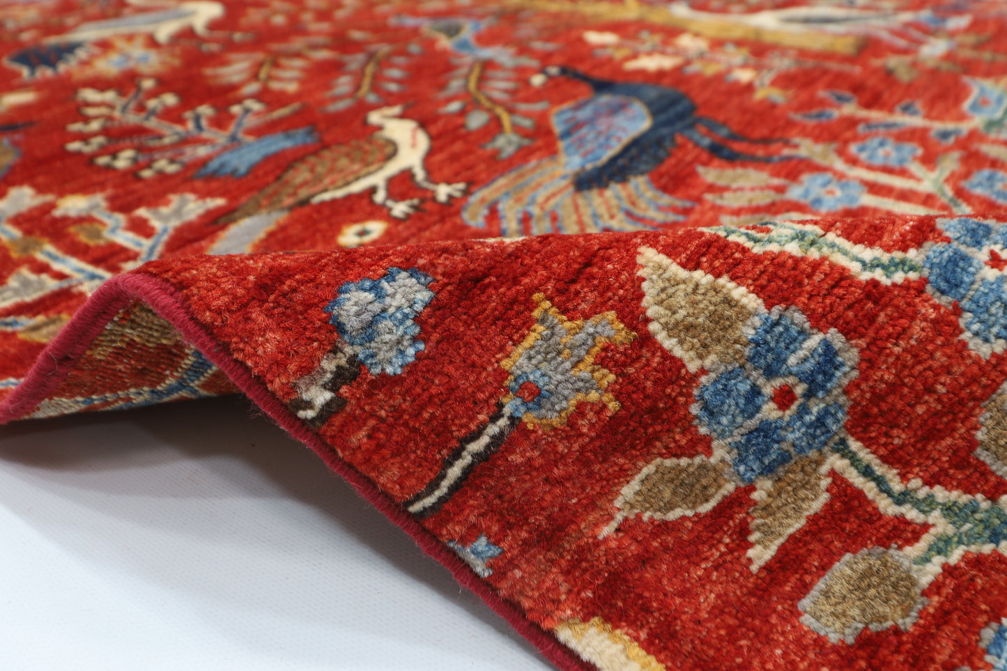 128 x 184 cm | Oriental Birds Area Rug Afghan Hand Knotted Veg Dye Wool carpet