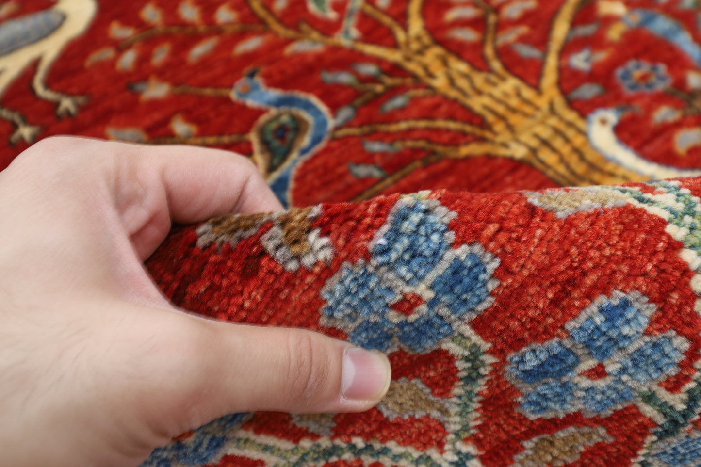 128 x 184 cm | Oriental Birds Area Rug Afghan Hand Knotted Veg Dye Wool carpet