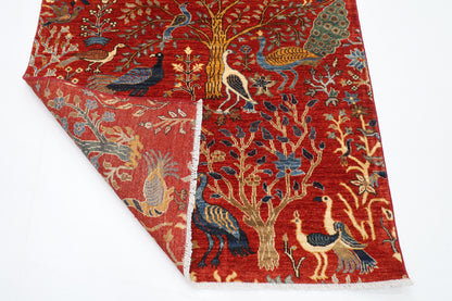 128 x 184 cm | Oriental Birds Area Rug Afghan Hand Knotted Veg Dye Wool carpet