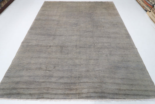 247 x 298 cm | Gabbeh Gray Design Hand Knotted Wool Afghan Carpet