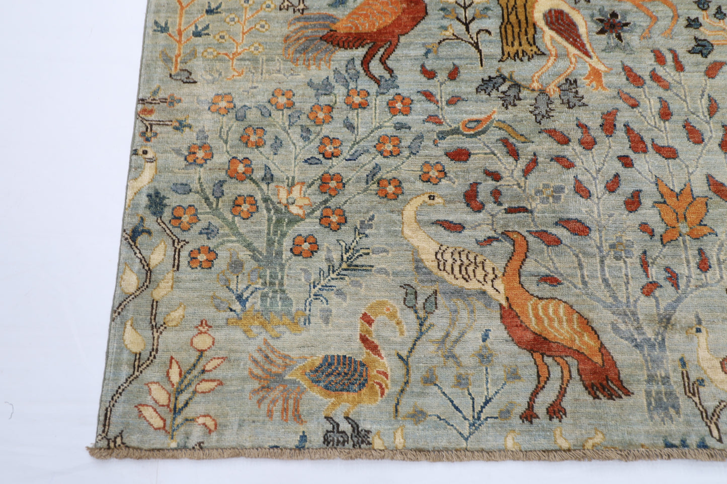 147 x 196 cm | Oriental Birds Area Rug Afghan Hand Knotted Veg Dye Wool carpet