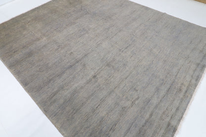 247 x 298 cm | Gabbeh Gray Design Hand Knotted Wool Afghan Carpet