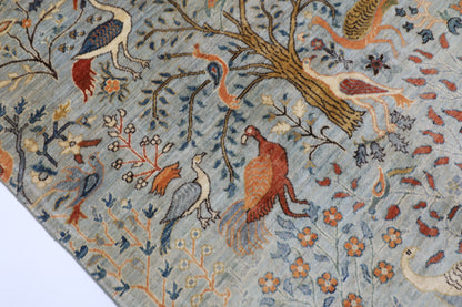 147 x 196 cm | Oriental Birds Area Rug Afghan Hand Knotted Veg Dye Wool carpet