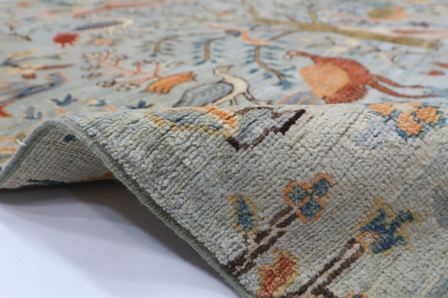 147 x 196 cm | Oriental Birds Area Rug Afghan Hand Knotted Veg Dye Wool carpet