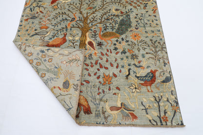 147 x 196 cm | Oriental Birds Area Rug Afghan Hand Knotted Veg Dye Wool carpet