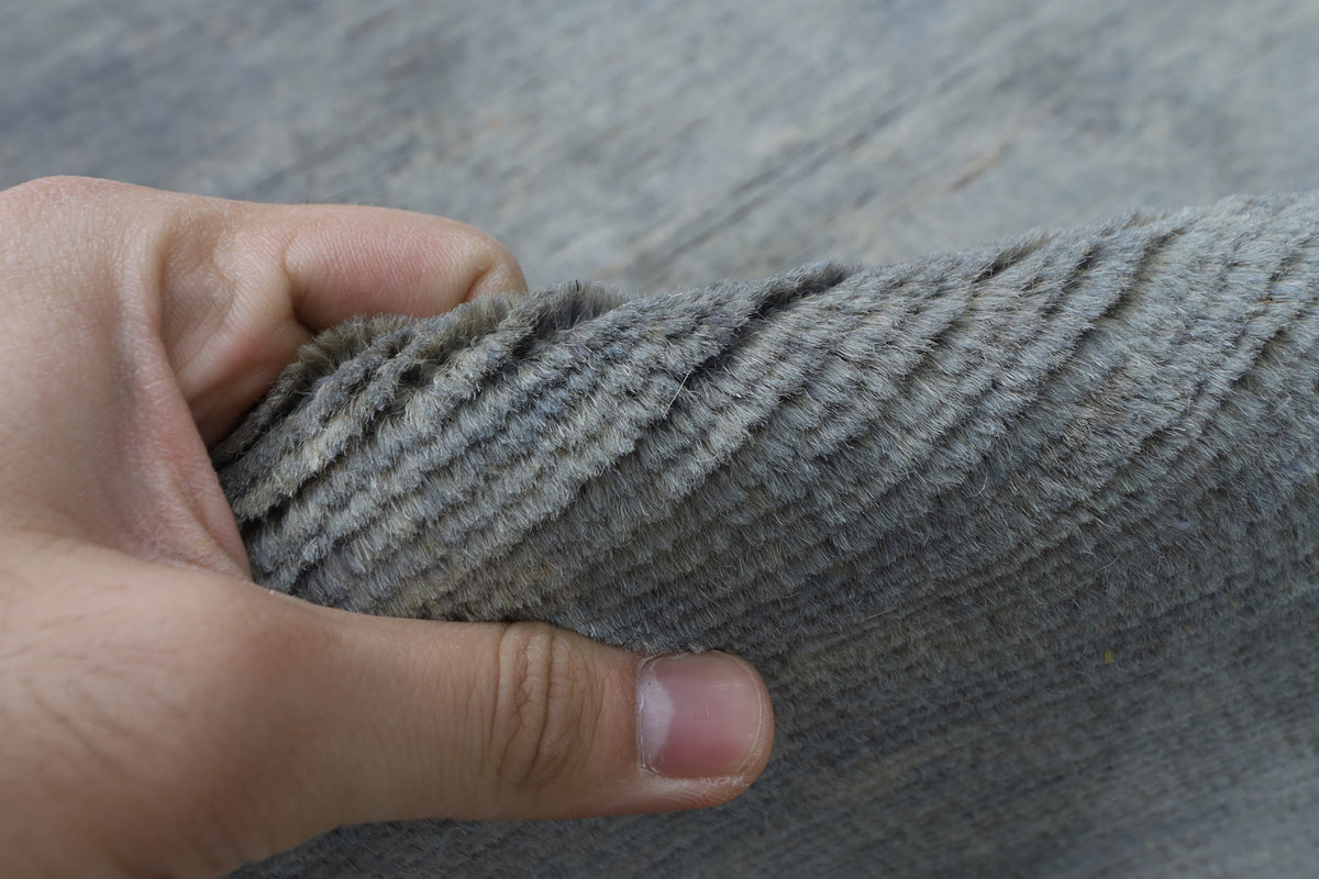 247 x 298 cm | Gabbeh Gray Design Hand Knotted Wool Afghan Carpet