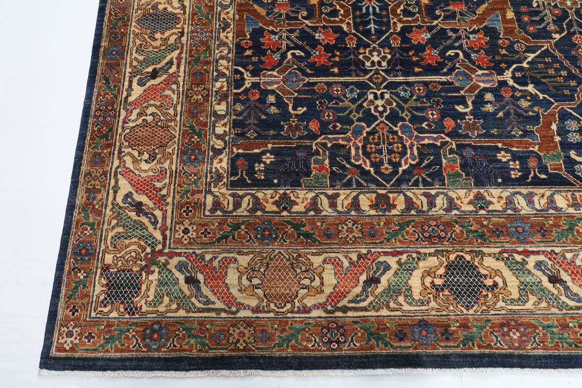 306 x 426 cm | Bidjar Blue Design Hand Knotted Wool Afghan Carpet