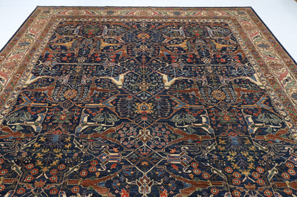 306 x 426 cm | Bidjar Blue Design Hand Knotted Wool Afghan Carpet