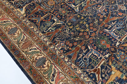 306 x 426 cm | Bidjar Blue Design Hand Knotted Wool Afghan Carpet