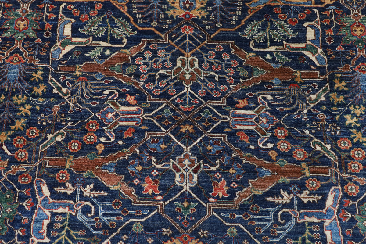 306 x 426 cm | Bidjar Blue Design Hand Knotted Wool Afghan Carpet