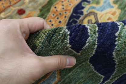 153 x 202 cm | Oriental Dargon Green Area Rug Afghan Hand Knotted Veg Dye Wool carpet