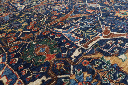306 x 426 cm | Bidjar Blue Design Hand Knotted Wool Afghan Carpet