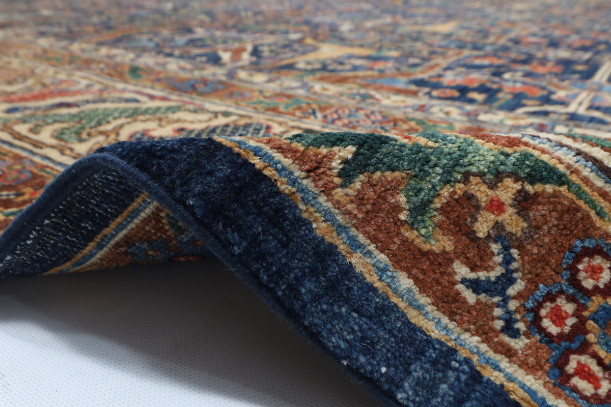 306 x 426 cm | Bidjar Blue Design Hand Knotted Wool Afghan Carpet