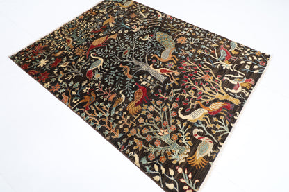 155 x 201 cm | Birds Afghan Tribal Hand Knotted Veg Dye Wool Runner
