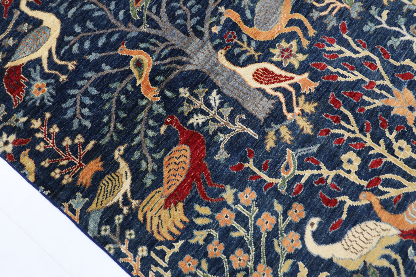 123 x 181 cm | Oriental Birds Blue Area Rug Afghan Hand Knotted Veg Dye Wool carpet