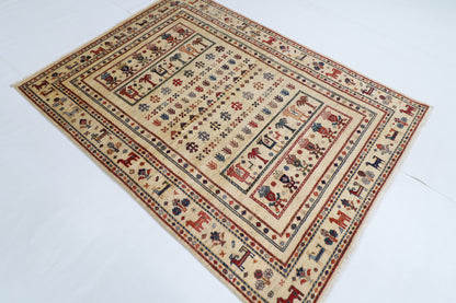 148 x 199 cm | Animal Afghan Tribal Hand Knotted Veg Dye Wool Runner