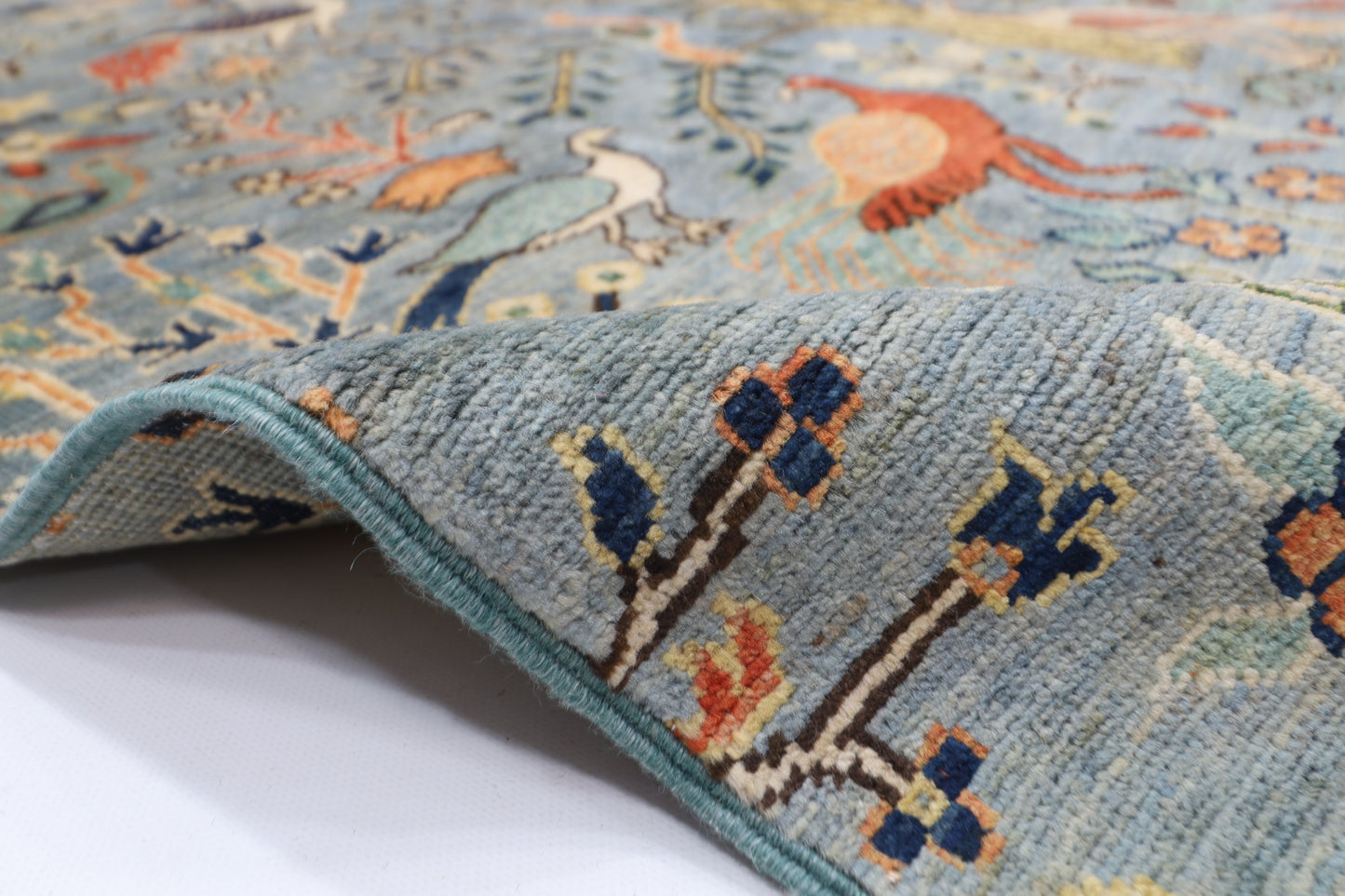 151 x 199 cm | Oriental Birds Area Rug Afghan Hand Knotted Veg Dye Wool carpet