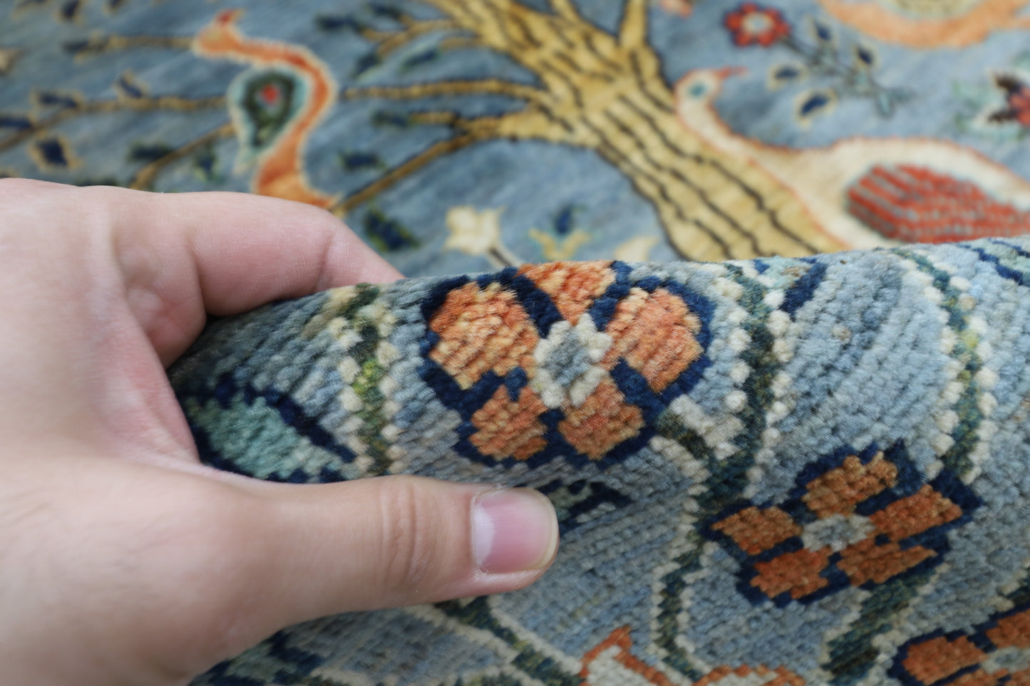 151 x 199 cm | Oriental Birds Area Rug Afghan Hand Knotted Veg Dye Wool carpet
