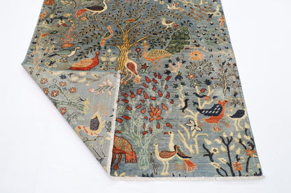 151 x 199 cm | Oriental Birds Area Rug Afghan Hand Knotted Veg Dye Wool carpet