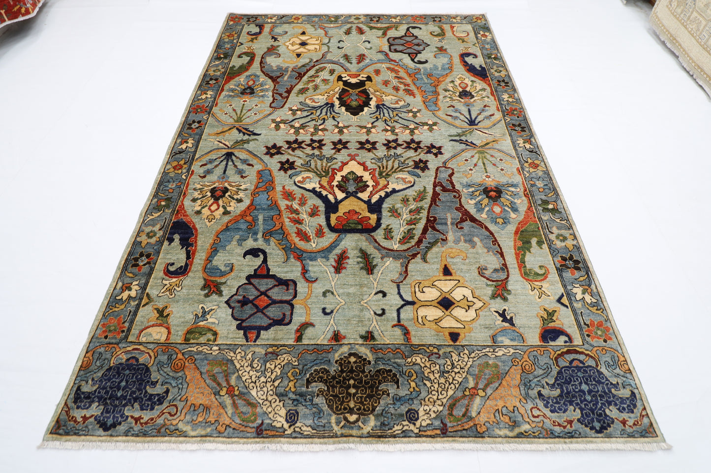 183 x 275 cm | Oriental kawros Area Rug Afghan Hand Knotted Veg Dye Wool carpet