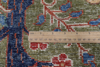 302 x 418 cm | Birds Green Design Hand Knotted Wool Afghan Carpet