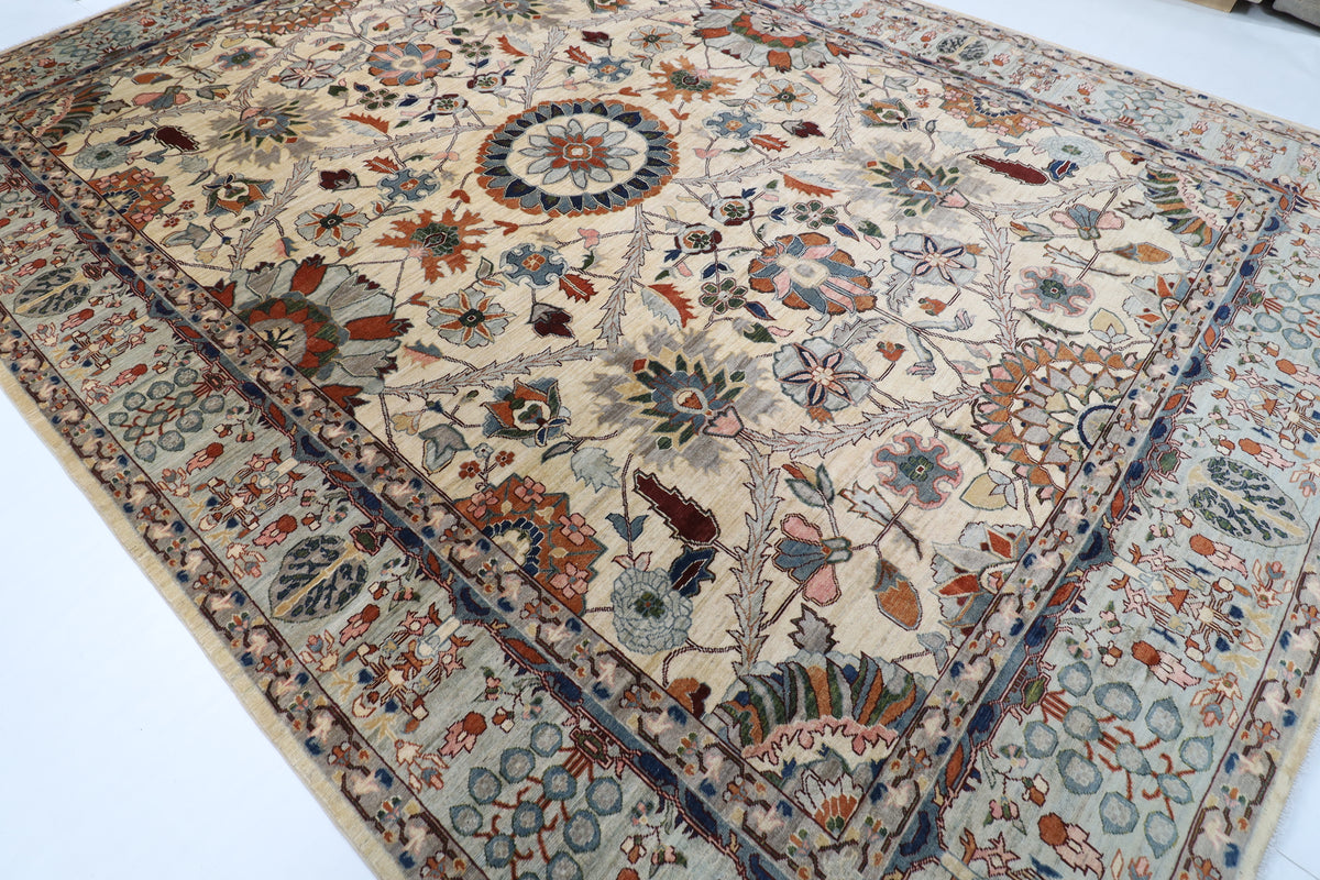 306 x 422 cm | floral beige Design Hand Knotted Wool Afghan Carpet