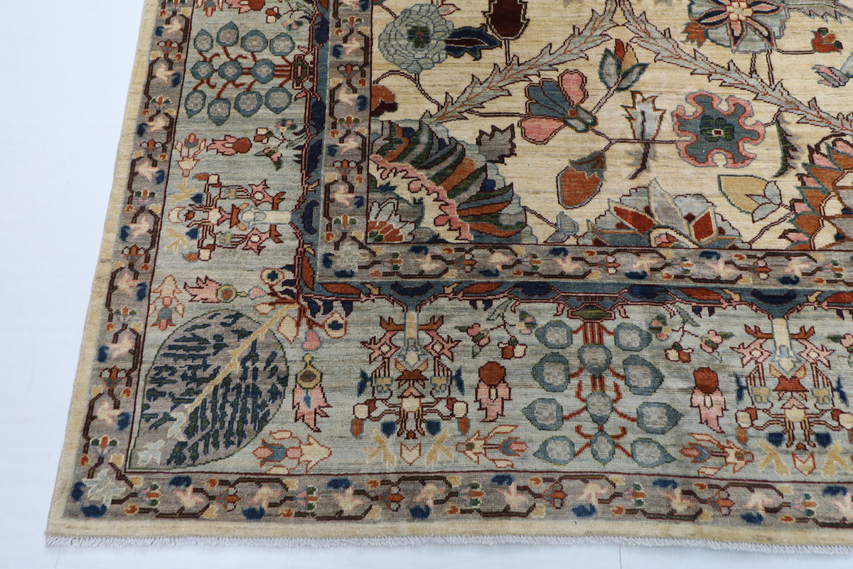 306 x 422 cm | floral beige Design Hand Knotted Wool Afghan Carpet