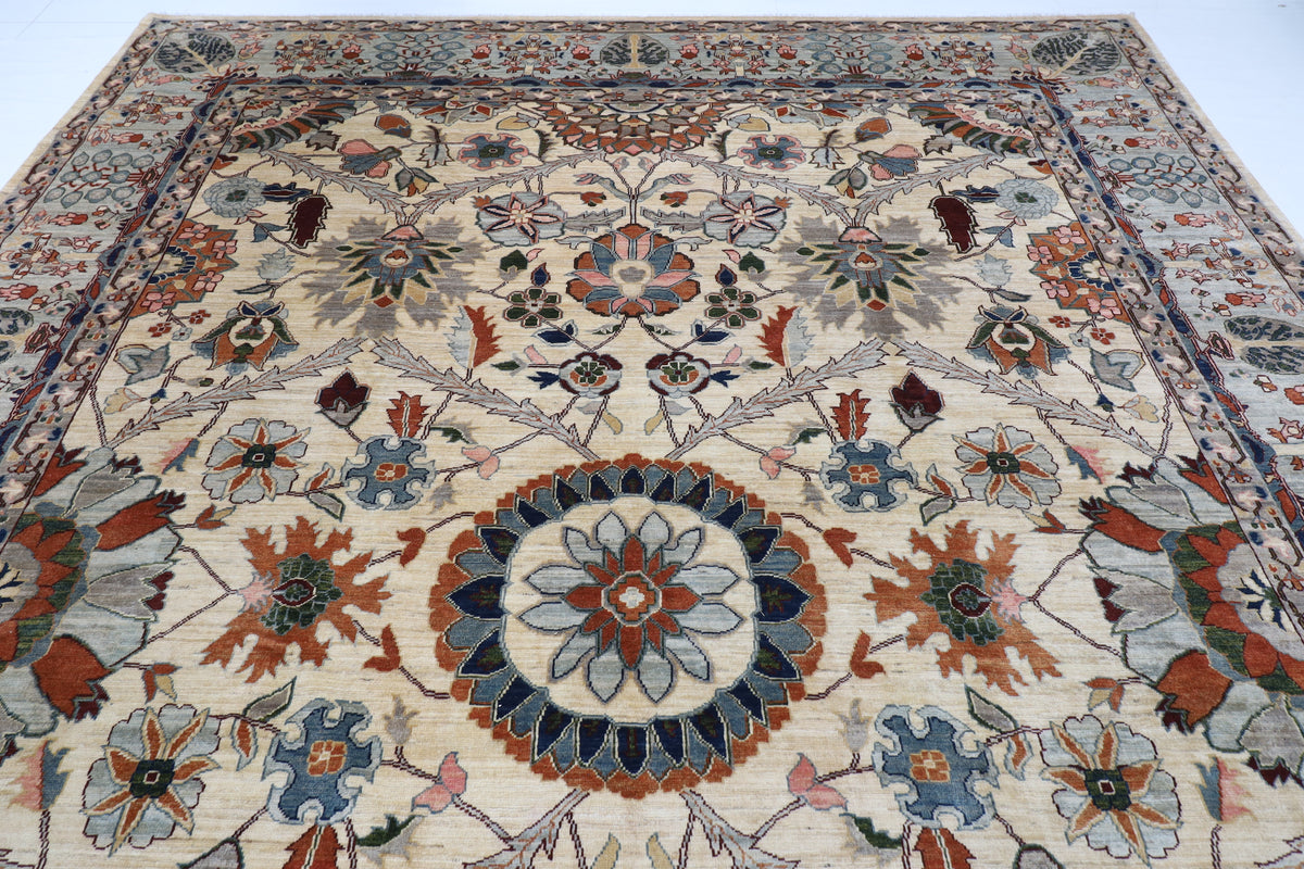 306 x 422 cm | floral beige Design Hand Knotted Wool Afghan Carpet