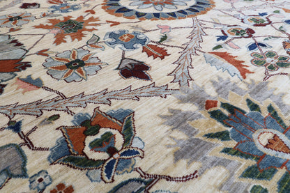 306 x 422 cm | floral beige Design Hand Knotted Wool Afghan Carpet