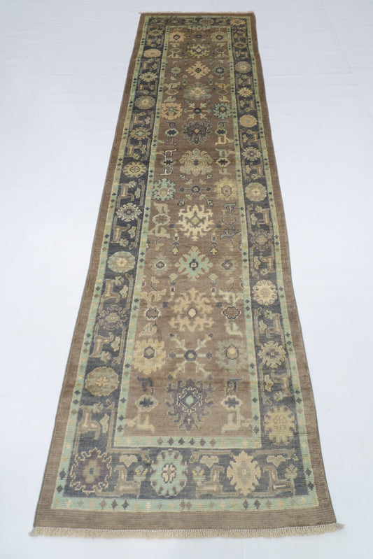 81 x 308 cm | Oushak Afghan Tribal Hand Knotted Veg Dye Wool Runner
