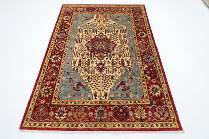 151 x 207 cm | Oriental Heriz Area Rug Afghan Hand Knotted Veg Dye Wool carpet