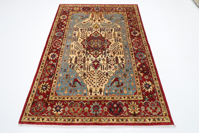 151 x 207 cm | Oriental Heriz Area Rug Afghan Hand Knotted Veg Dye Wool carpet