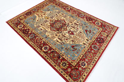 151 x 207 cm | Oriental Heriz Area Rug Afghan Hand Knotted Veg Dye Wool carpet