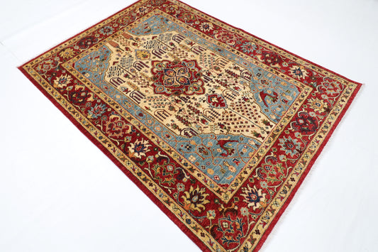 151 x 207 cm | Oriental Heriz Area Rug Afghan Hand Knotted Veg Dye Wool carpet