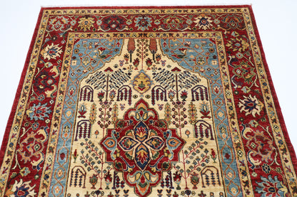 151 x 207 cm | Oriental Heriz Area Rug Afghan Hand Knotted Veg Dye Wool carpet