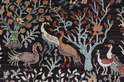 307 x 422 cm | Birds Dark Brownish Design Hand Knotted Wool Afghan Carpet