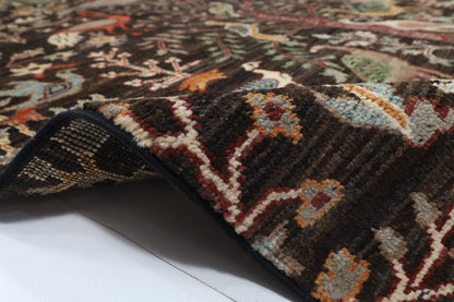 307 x 422 cm | Birds Dark Brownish Design Hand Knotted Wool Afghan Carpet