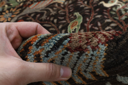 307 x 422 cm | Birds Dark Brownish Design Hand Knotted Wool Afghan Carpet
