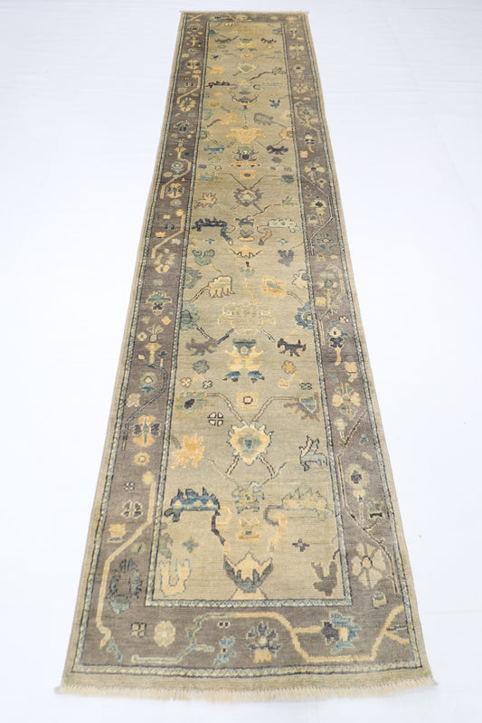 81 x 353 cm | Oushak Afghan Tribal Hand Knotted Veg Dye Wool Runner
