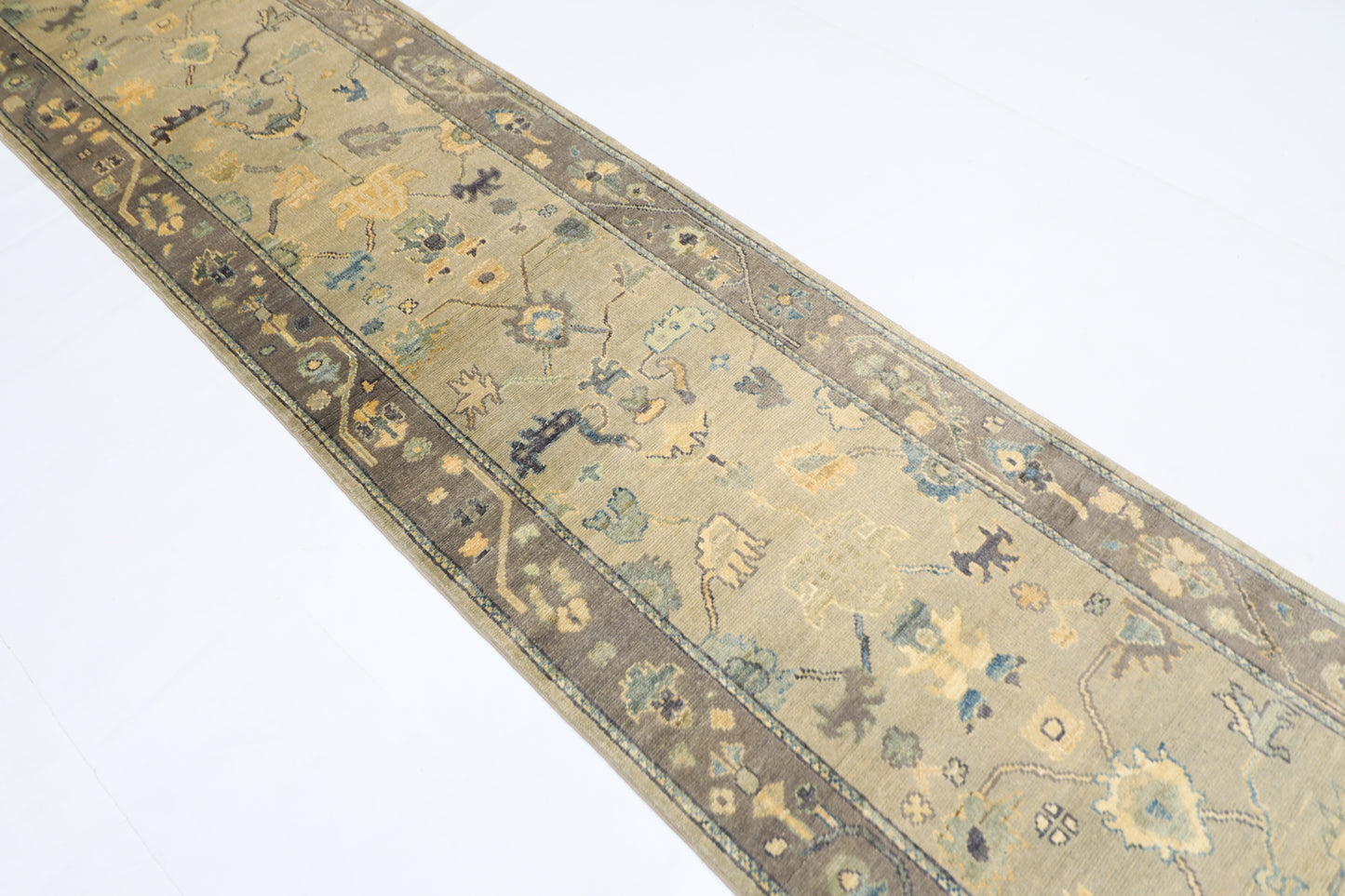 81 x 353 cm | Oushak Afghan Tribal Hand Knotted Veg Dye Wool Runner