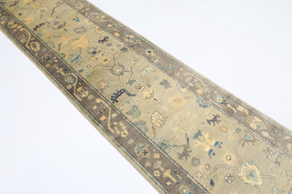 81 x 353 cm | Oushak Afghan Tribal Hand Knotted Veg Dye Wool Runner