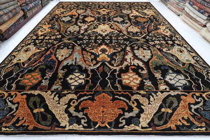 367 x 488 cm | kawros Black Design Hand Knotted Wool Afghan Carpet