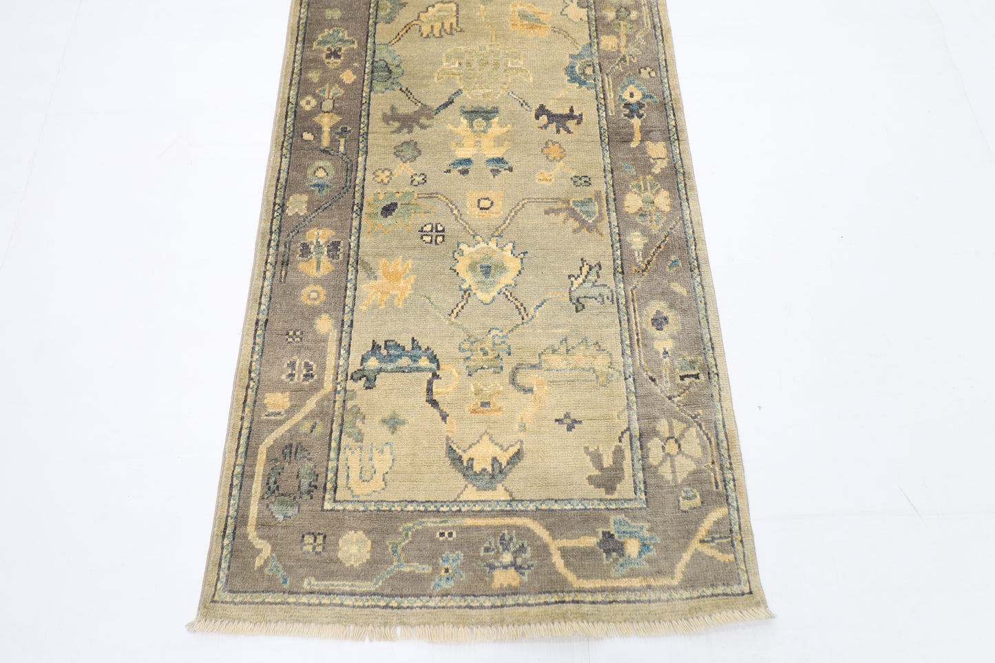 81 x 353 cm | Oushak Afghan Tribal Hand Knotted Veg Dye Wool Runner