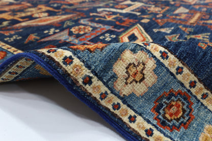 187 x 276 cm | Oriental Birds Blue Area Rug Afghan Hand Knotted Veg Dye Wool carpet
