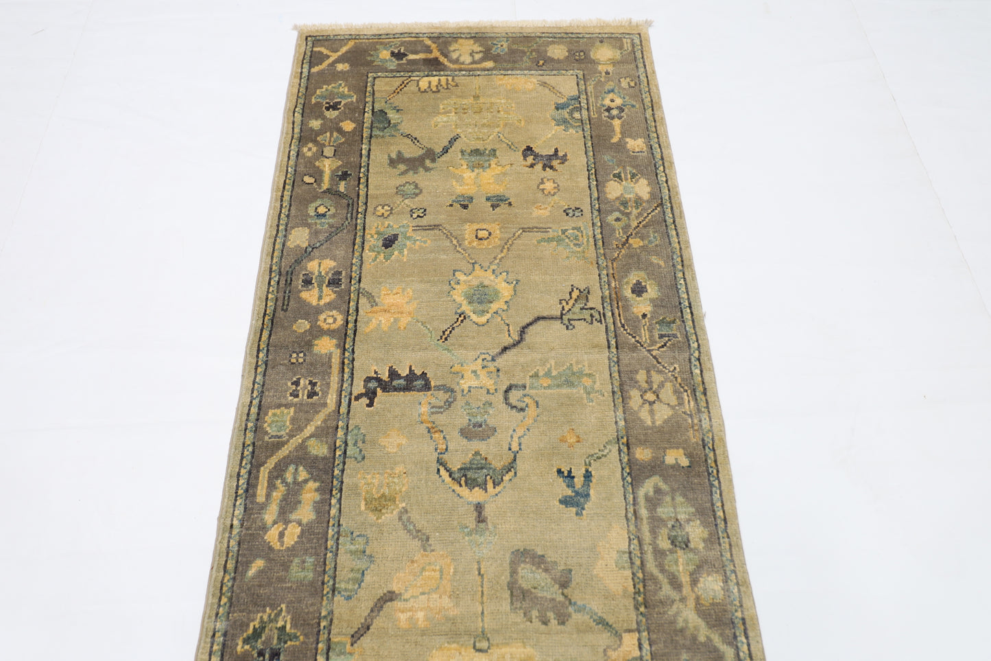 81 x 353 cm | Oushak Afghan Tribal Hand Knotted Veg Dye Wool Runner