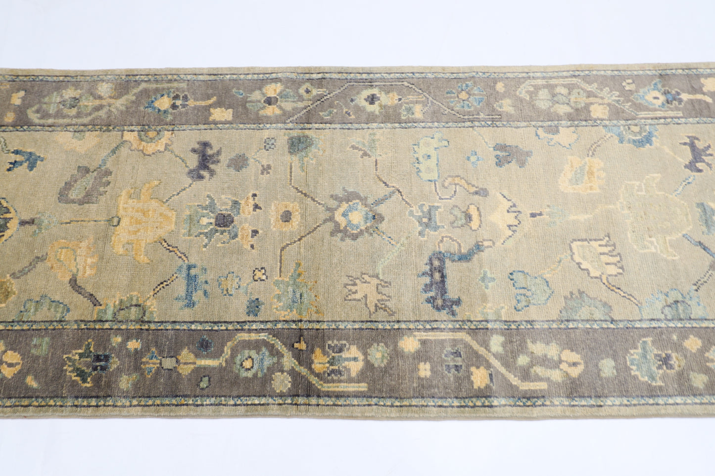 81 x 353 cm | Oushak Afghan Tribal Hand Knotted Veg Dye Wool Runner