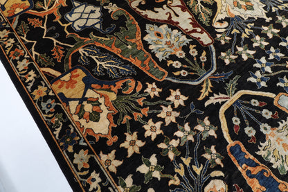 367 x 488 cm | kawros Black Design Hand Knotted Wool Afghan Carpet