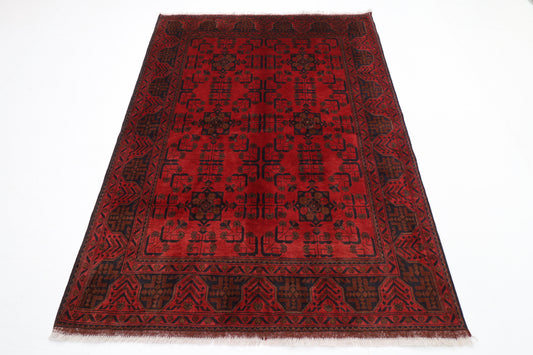 152 x 207 cm | Oriental Bokhara Red Area Rug Afghan Hand Knotted Wool carpet