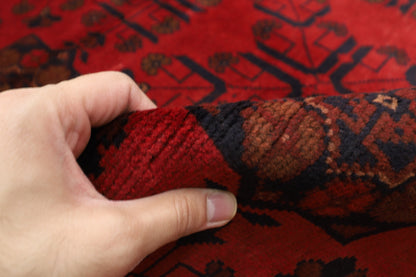 152 x 207 cm | Oriental Bokhara Red Area Rug Afghan Hand Knotted Wool carpet