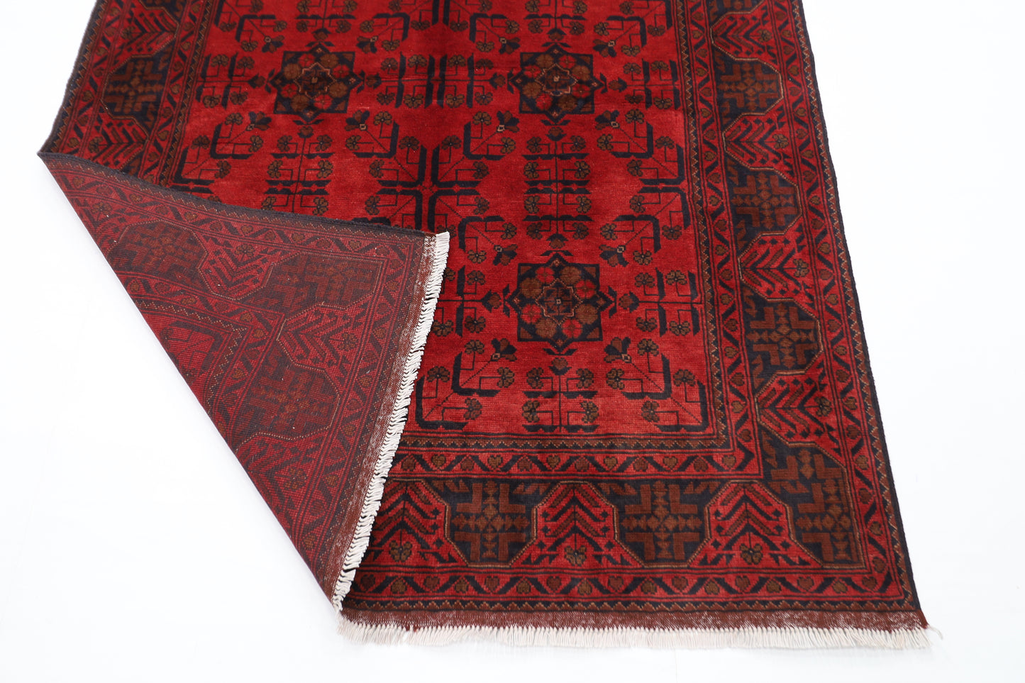 152 x 207 cm | Oriental Bokhara Red Area Rug Afghan Hand Knotted Wool carpet